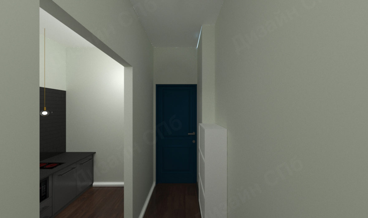 коридор и дверной проем строгих контуров стиля лофт