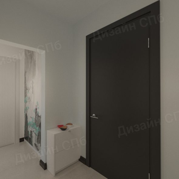 Дизайн интерьера коридора черно-белый