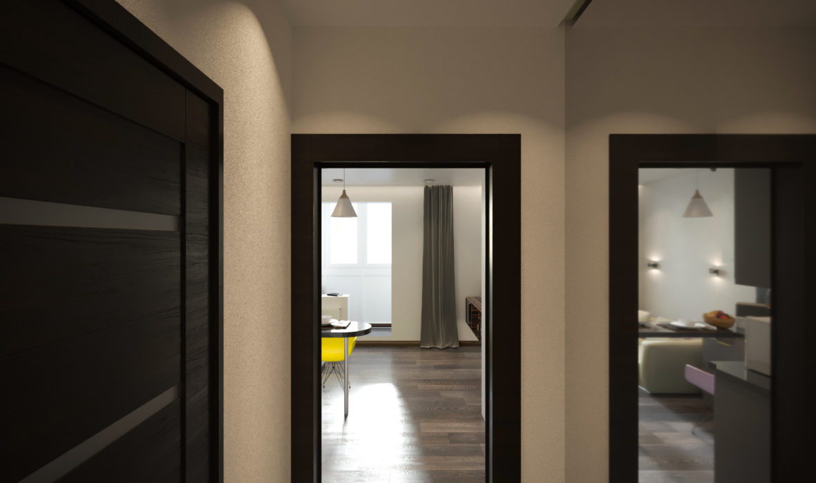 Дизайн интерьера коридора черно-белый