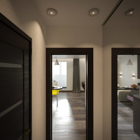 внутренняя композиция мебели и цветов маленькой студии