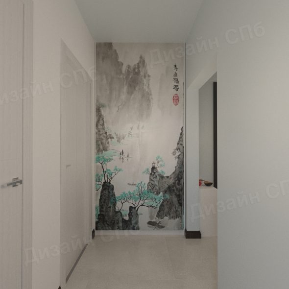 Дизайн интерьера коридора черно-белый