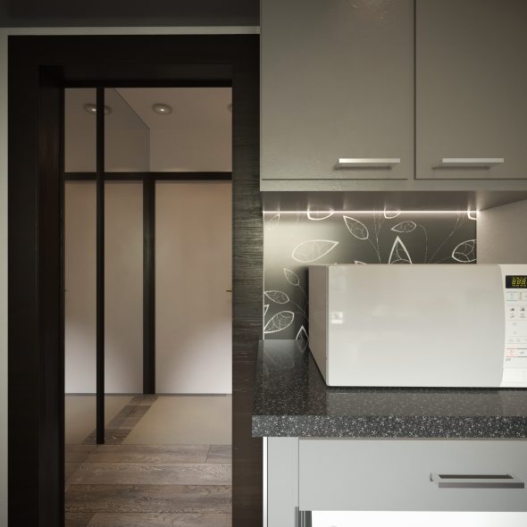 дизайн кухонного уголка малогабаритной студии