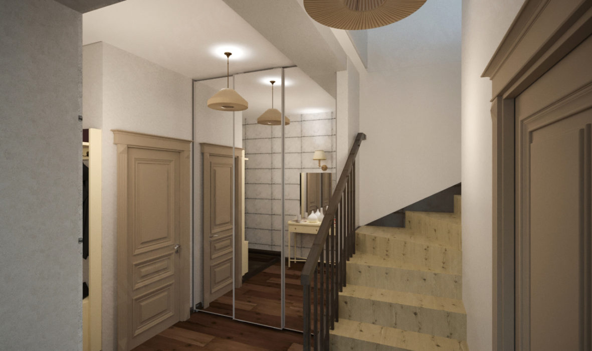 Дизайн интерьера коридора в двухуровневой квартире