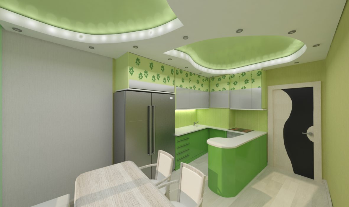 Дизайн интерьера кухни зеленый