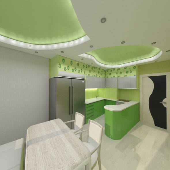 Дизайн интерьера кухни зеленый