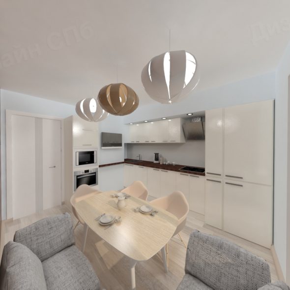 Дизайн интерьера кухни с каменной стеной