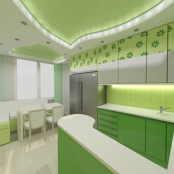 Дизайн интерьера кухни зеленый