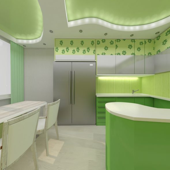Дизайн интерьера кухни зеленый