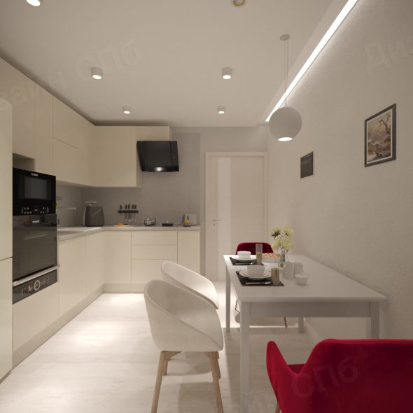 Дизайн интерьера кухни белой