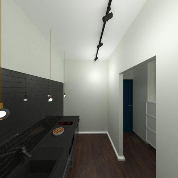 интерьер маленькой кухни в стиле лофт