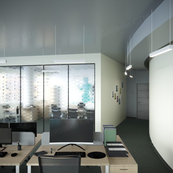 Дизайн проект рабочей зоны офисного помещения минимализм  
