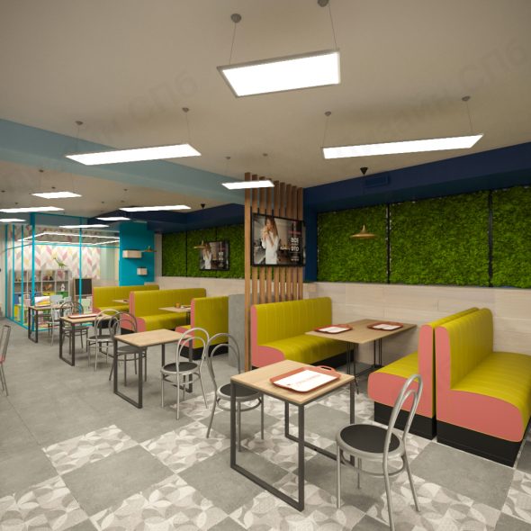 гармонирующий подход к расстановке цветовых акцентов в интерьере кафе 