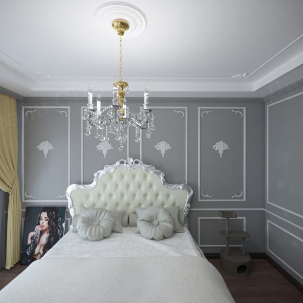 интерьер неоклассика однокомнатной квартиры реалистичный 