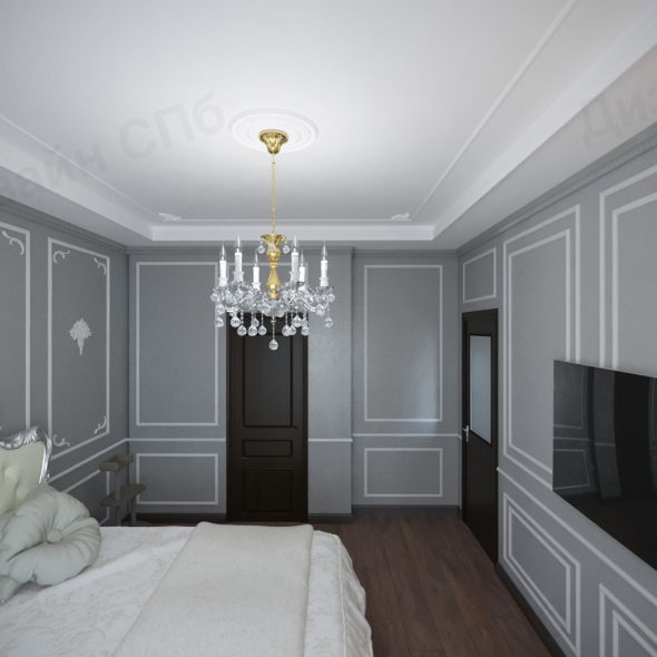 сдержанный дизайн неоклассический стиль спальни однокомнатной квартиры