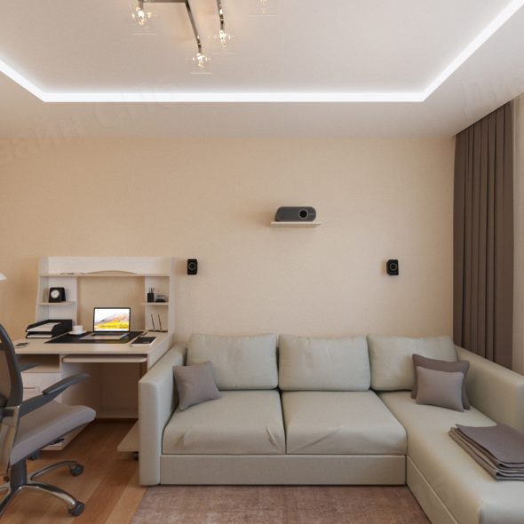 Кремовая однокомнатная квартира оформление гостиной модерн спб 