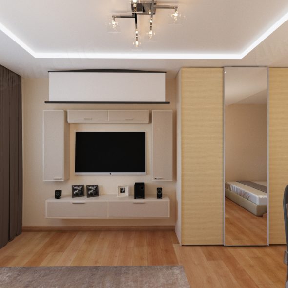 Кремовая комната для отдыха однокомнатная квартира дизайн 