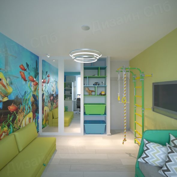Дизайн проект трехкомнатной квартиры детская