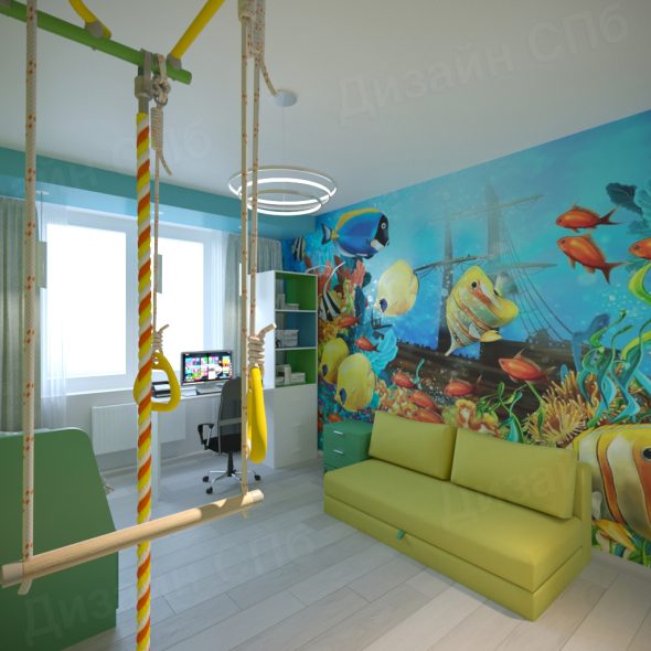 Дизайн проект трехкомнатной квартиры детская