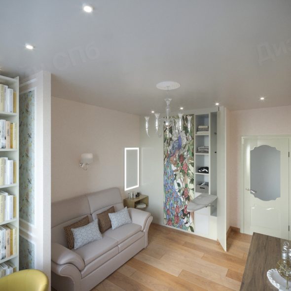 Бежевая однокомнатная квартира 