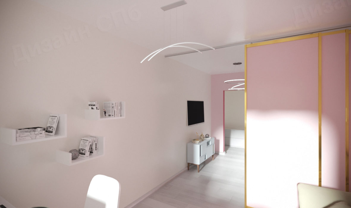Дизайн интерьера светлой однокомнатной квартиры