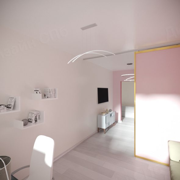 Дизайн интерьера светлой однокомнатной квартиры