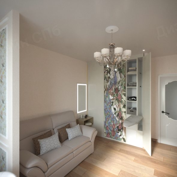 Бежевая однокомнатная квартира 