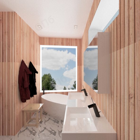 минимализм в оформлении душевой частного дома 