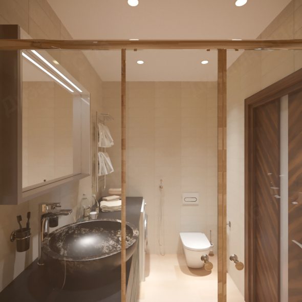 Дизайн ванной комнаты с деревом