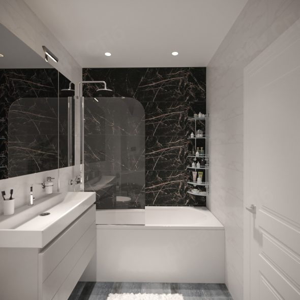 Дизайн ванной комнаты в черно-белых цветах