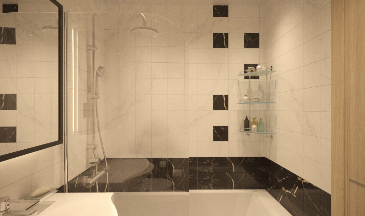 визуальное оформление ванной комнаты квартиры в пгт