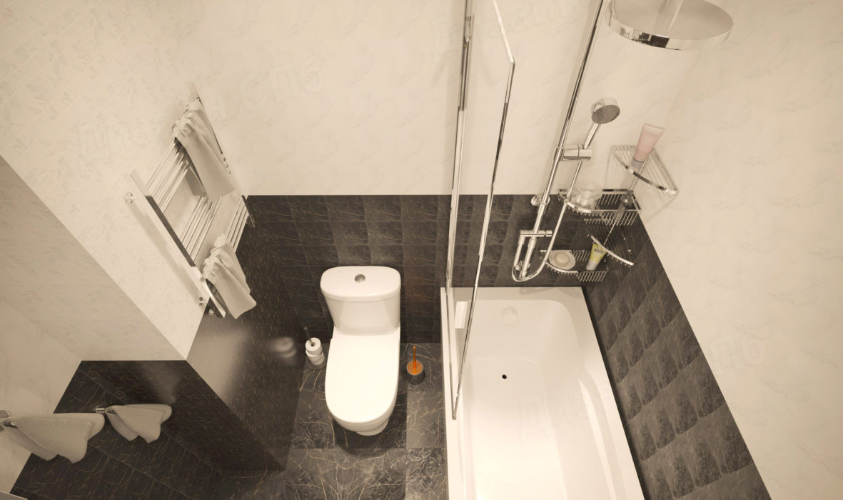 эргономичная организация пространства ванной квартиры-студии 