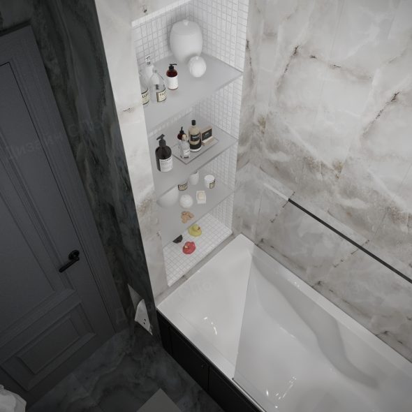 ванна и многоуровневая полка в современном стиле 