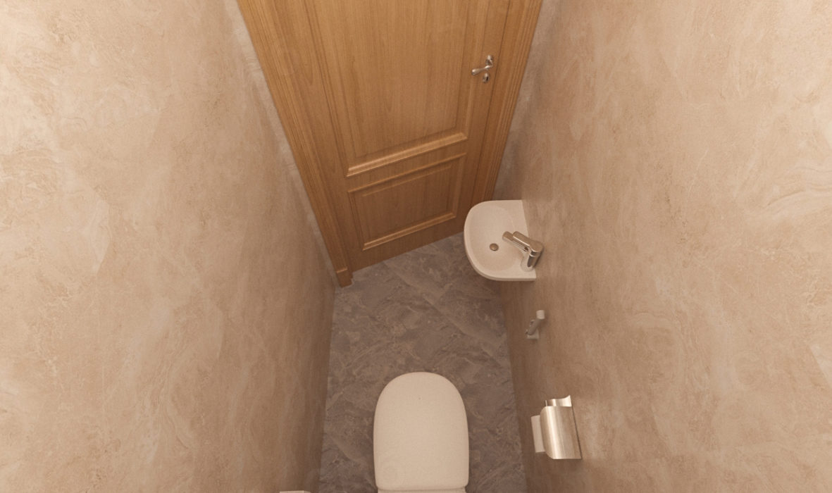 вид сверху на дизайн минималистичного туалета