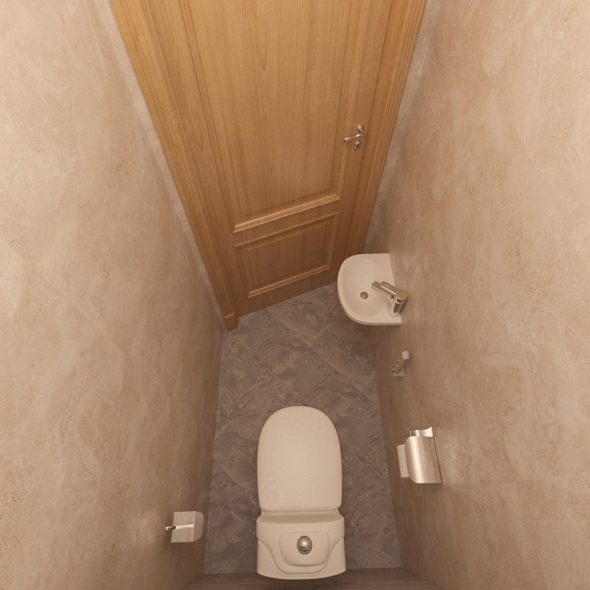 вид сверху на дизайн минималистичного туалета