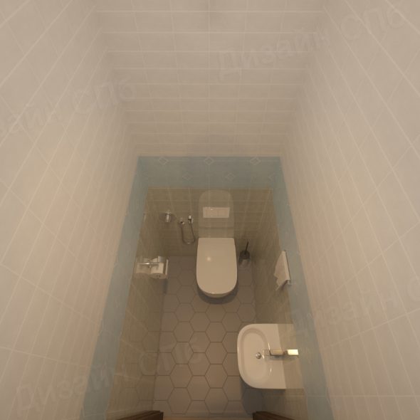 вид сверху на санузел 2-х комнатной квартиры интерьер