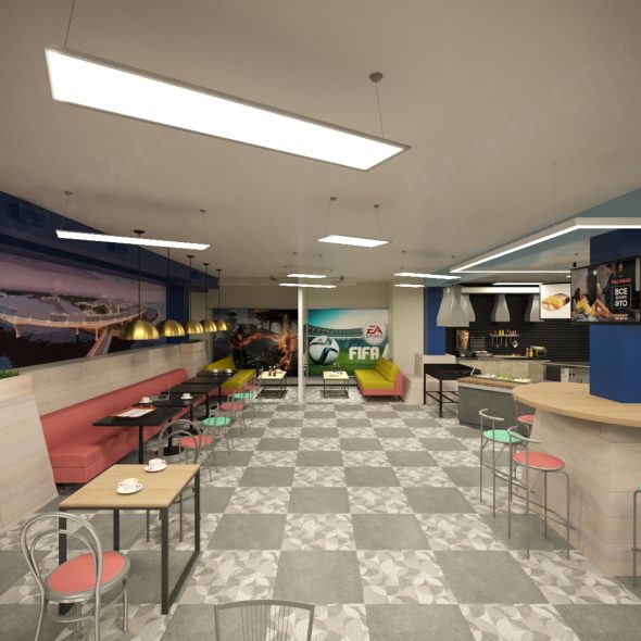 Современный дизайн проект кафе для подростков 