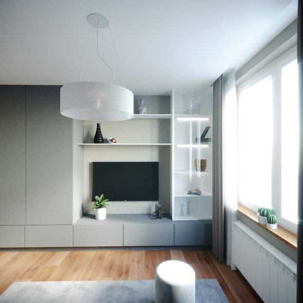 спальня однокомнатной квартиры дизайн мебель