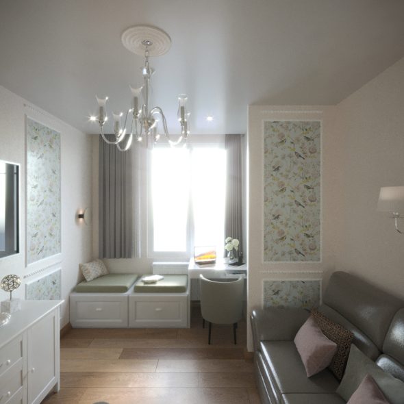 оформление межкомнатных пространств однокомнатной квартиры