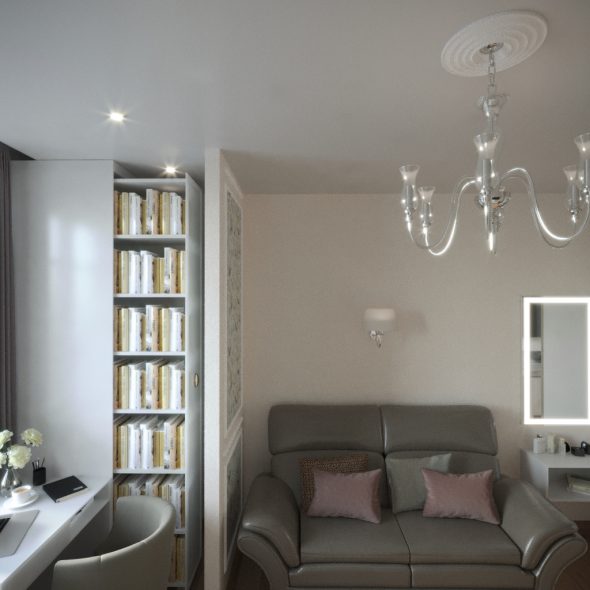 гостиная в коричневом исполнении однокомнатная квартира Прованс