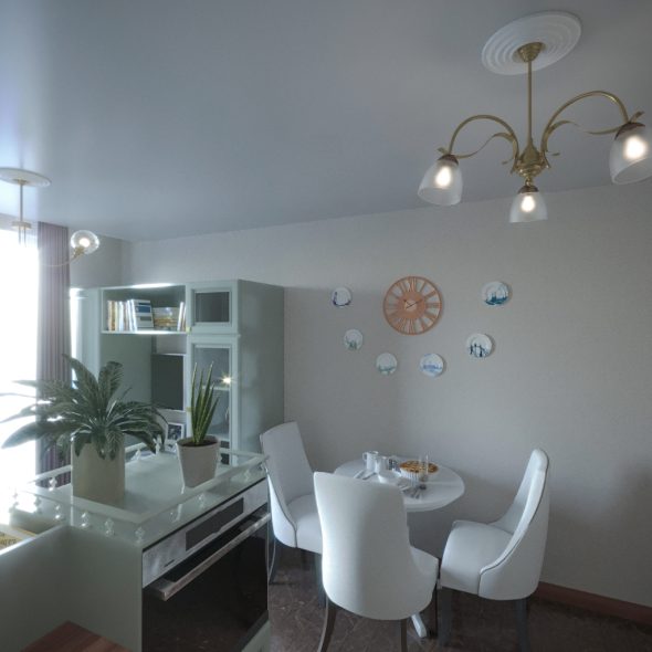 обеденная зона Прованс однокомнатная квартира со шкафом у окна 