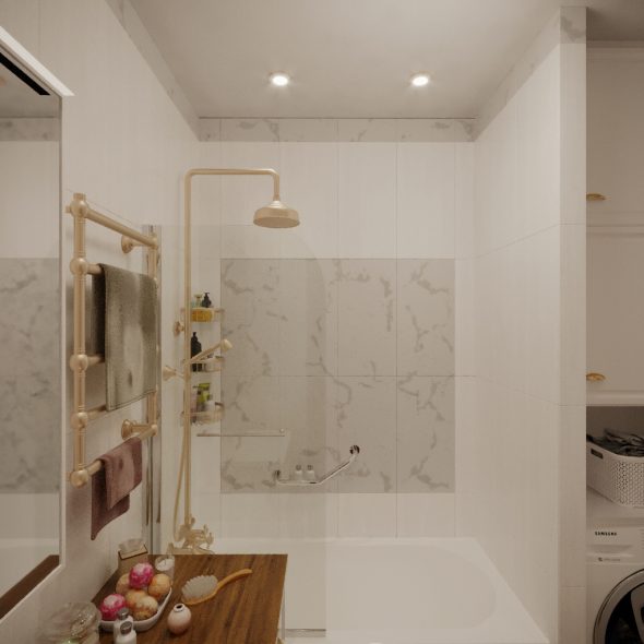 ванная комната в однокомнатной квартире оформление Прованс