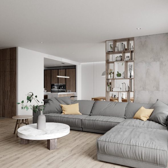 просторная кухня гостиная в большом частном доме дизайн