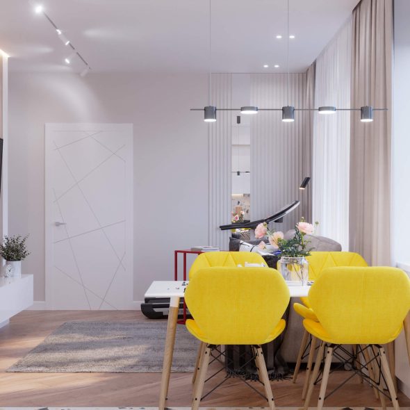 Аранжировка небольшой кухни-гостиной 15 м2