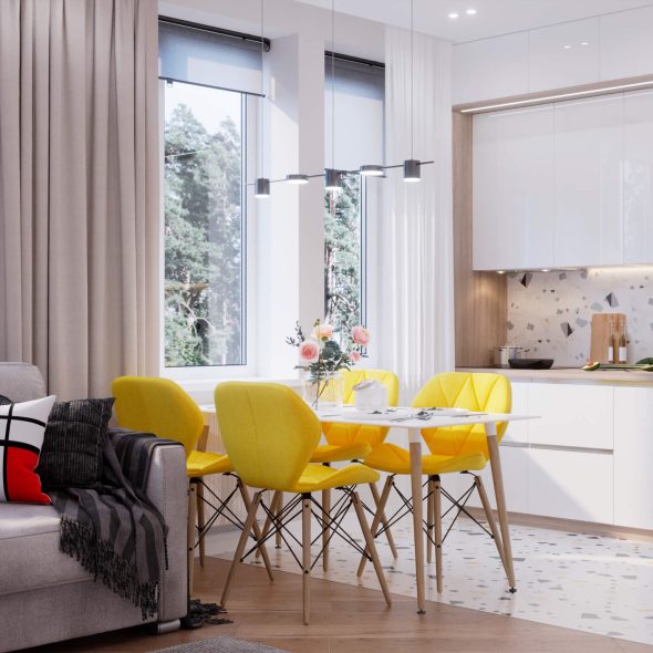 визуальное оформление кухни-гостиной 15м2