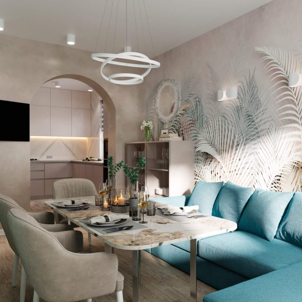 обеденные места кухни-гостиной 19 м2