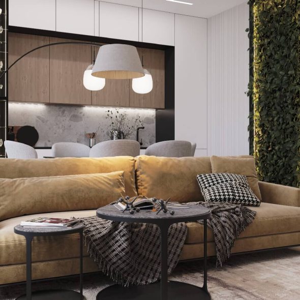 Дизайн проект кухни-гостиной 3-х комнатной квартиры