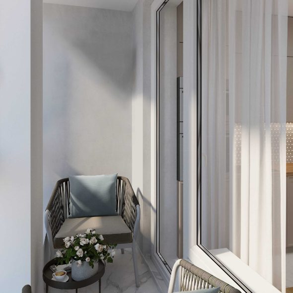 ёмкий дизайн лоджии малогабаритной квартиры премиум-класса