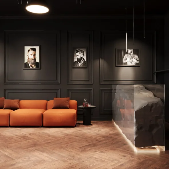 Дизайн барбер шопа 50 м.кв на Петроградке