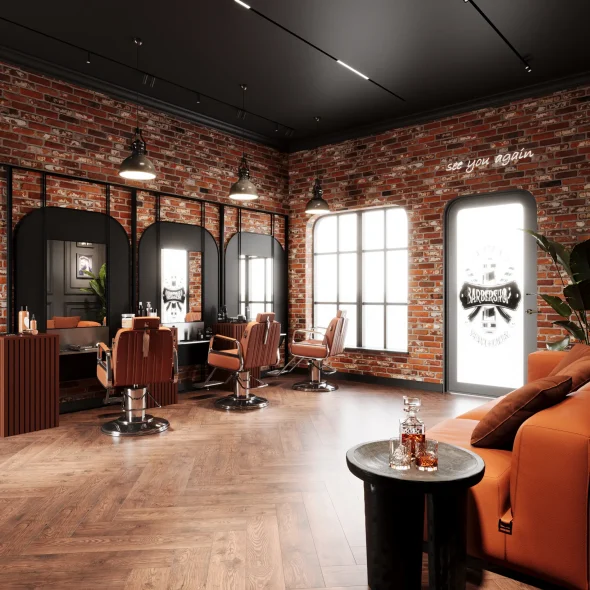 Дизайн барбер шопа 50 м.кв на Петроградке