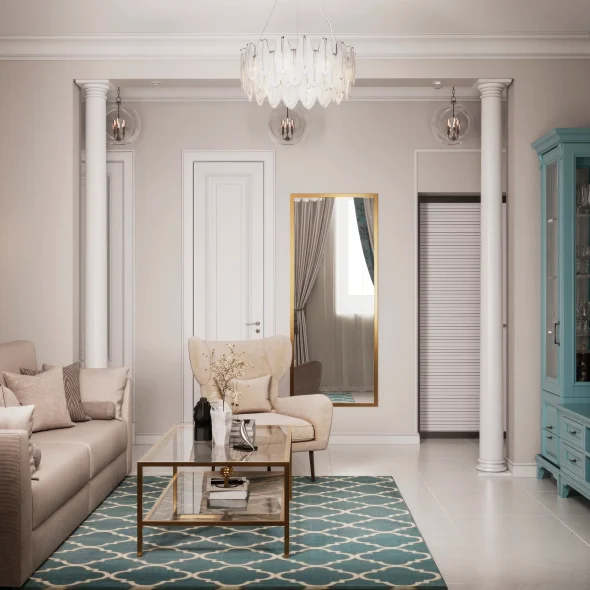 Дизайн двухкомнатной квартиры для супружеской пары 47,9 м2